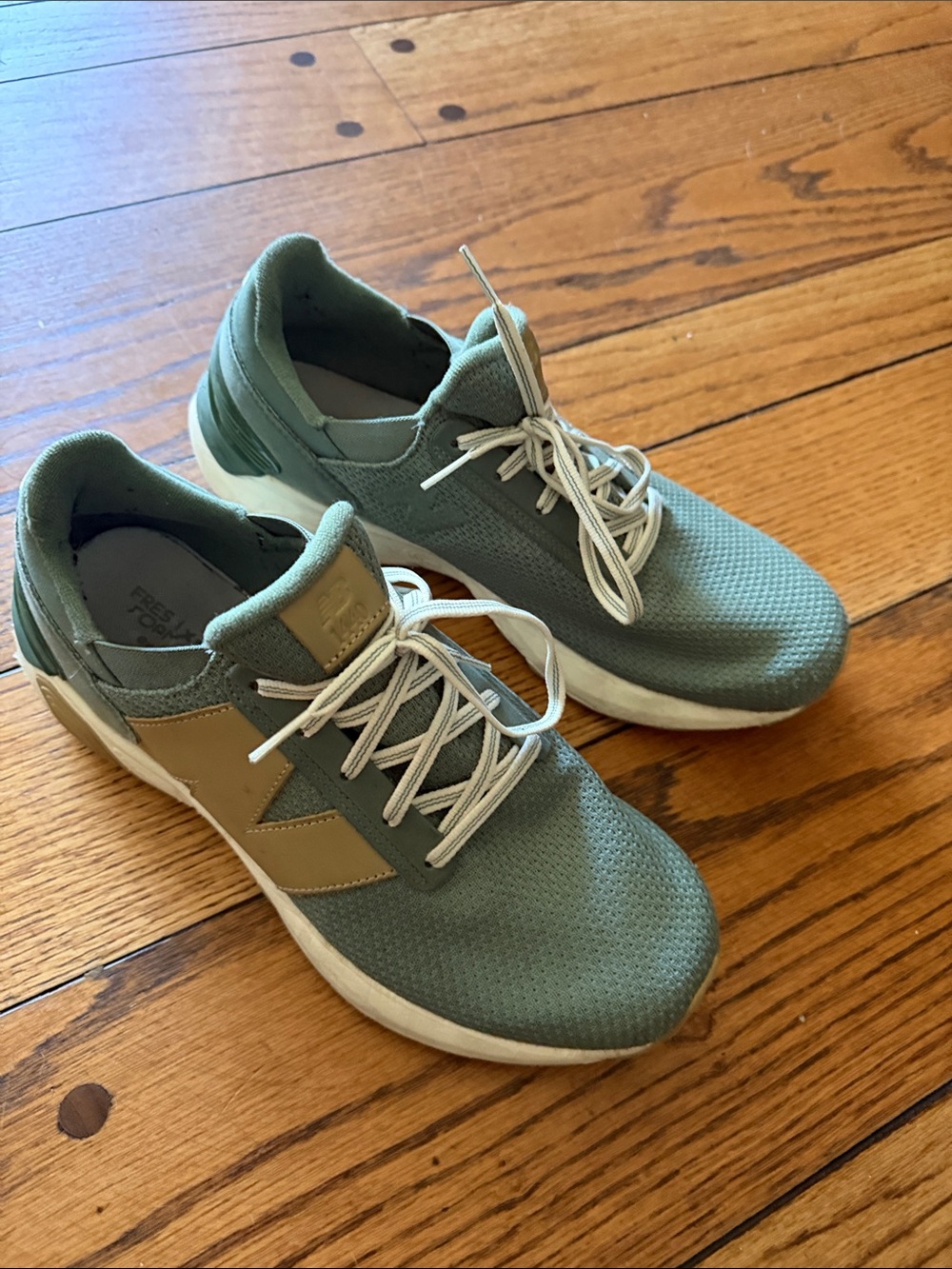 New Balance Olive Green Sneakers with Tan Accents